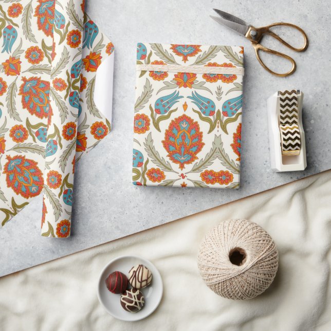 Papier Cadeau Arabe Boho élégant Floral Peacock marocain (Artisanat)