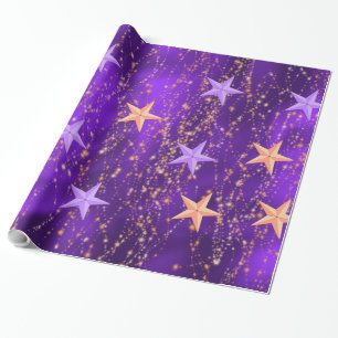 Papier Cadeau Arabian Nights Purple & Gold Stars