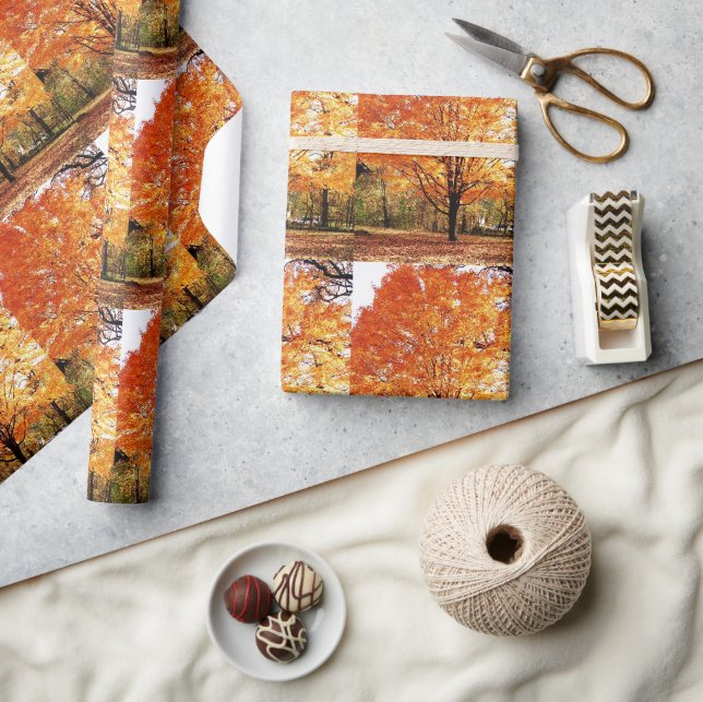 Papier Cadeau Arbre à feuilles d'érable d'automne de saison / Fe (Artisanat)
