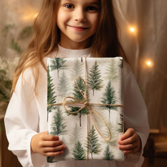 Papier Cadeau Arbre à pin vert Sage (Créateur téléchargé)