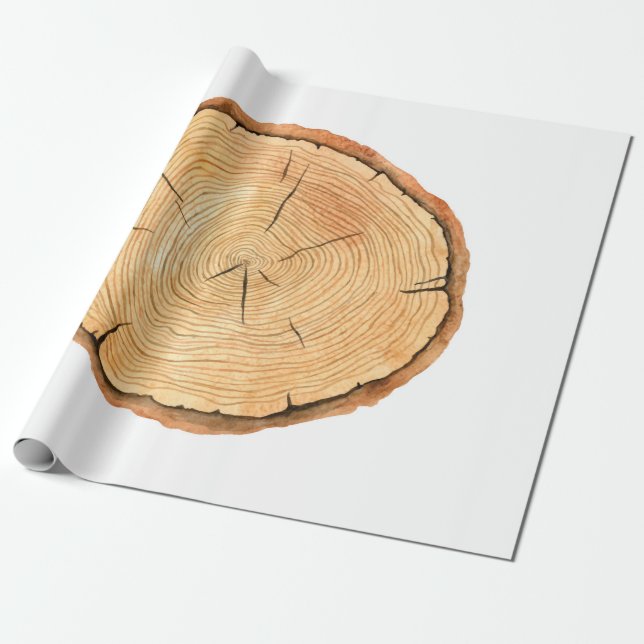 Papier Cadeau Arbre anneaux. Illustration aquarelle. tabulation (Déroulé)