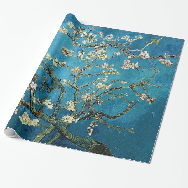 Papier Cadeau Arbre aux amandes en fleurs, Vincent van Gogh. (Déroulé)