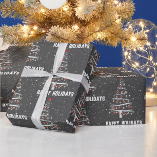 Papier Cadeau Arbre de baseball de Noël et Chaussettes rouges