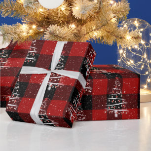 Papier Cadeau Arbre de baseball de Noël et Chaussettes rouges su