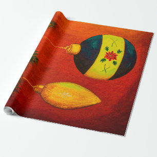 Papier Cadeau Arbre de boules de Noël en rouge