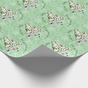 Papier Cadeau Arbre de Dalmate et de Noël