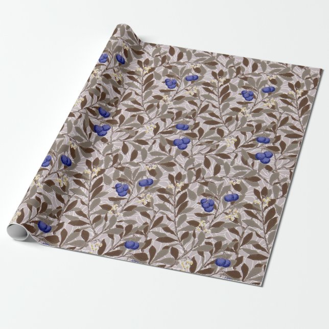 Papier Cadeau Arbre de myrtille, William Morris (Déroulé)