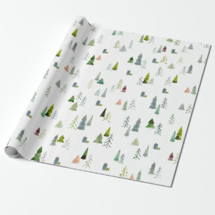Papier Cadeau Arbre de Noël Aquarelle