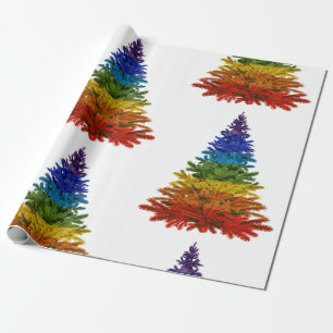 Papier Cadeau arbre de noël arc-en-ciel