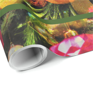 Papier Cadeau Arbre de Noël Art Bordure Verte Charme joyeux