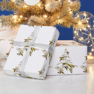 Papier Cadeau Arbre de Noël blanc 001