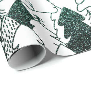 Papier Cadeau Arbre de Noël Blanc Bois Fancy Parties scintillant