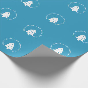 Papier Cadeau Arbre de Noël bleu nouvel an ornement