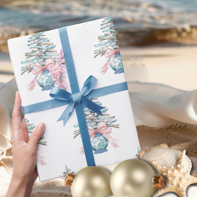 Papier Cadeau Arbre de Noël Chinoiserie Driftwood (Chinoiserie Driftwood Christmas Tree Wrapping Paper)