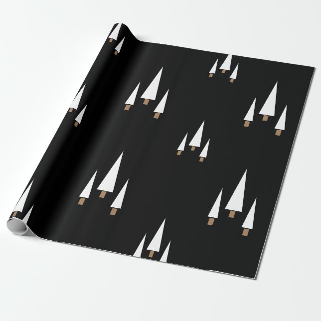 Papier Cadeau Arbre de Noël de la ferme noire moderne (Déroulé)