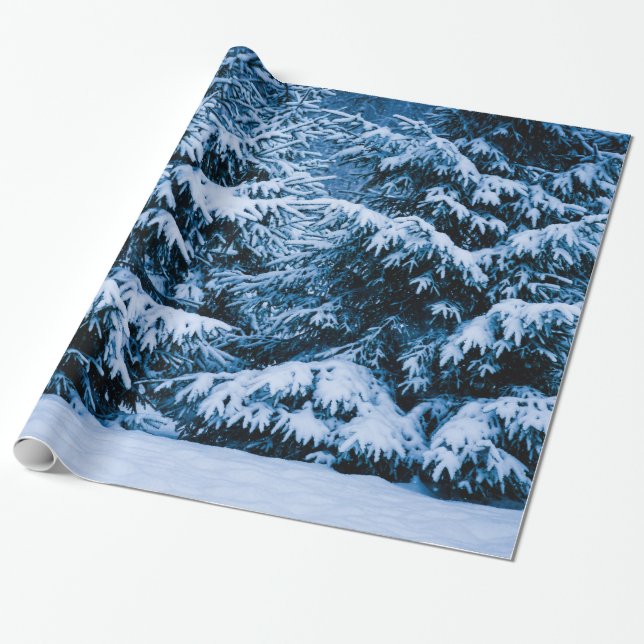 Papier Cadeau Arbre de Noël de la forêt d'hiver (Déroulé)