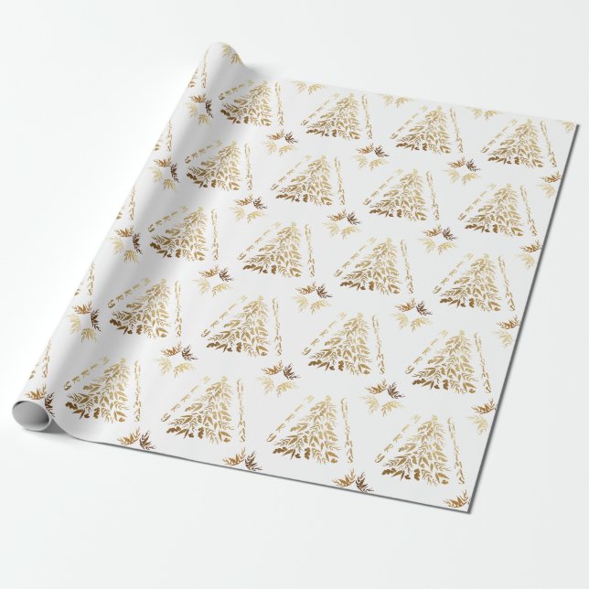 Papier Cadeau Arbre de Noël de l'Eucalyptus doré (Déroulé)