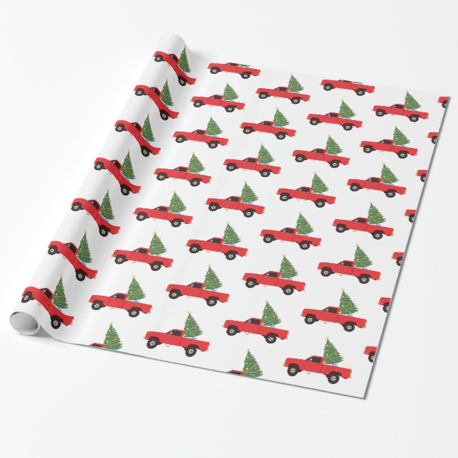 Papier Cadeau Arbre de Noël du camion de ramassage (Déroulé)