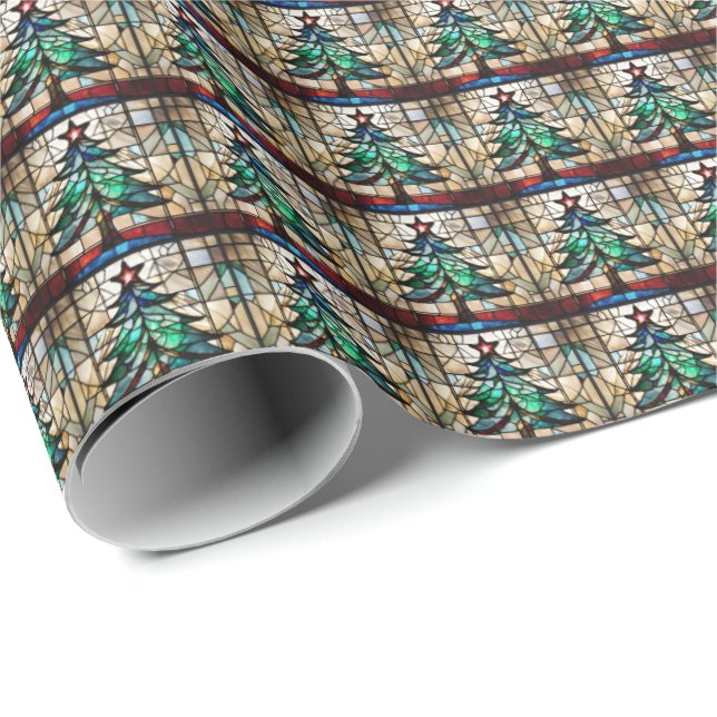 Papier Cadeau Arbre de Noël en verre tendu (Coin rond)