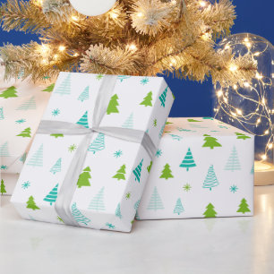 Papier Cadeau Arbre de Noël et Flèches de neige Moderne Noël