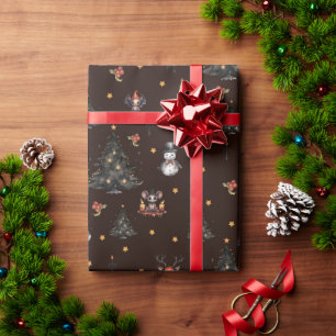 Papier Cadeau Arbre de Noël gothique Snowman Animaux
