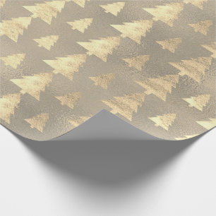 Papier Cadeau Arbre de Noël grunge d'or gris de cottage de toil