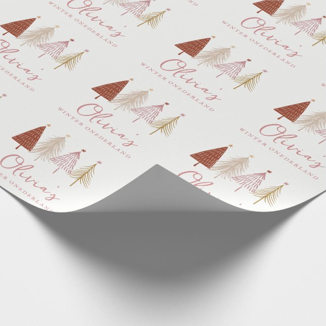 Papier Cadeau Arbre de Noël Hiver Onderland Girl 1er anniversair (Coin)
