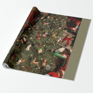 Papier Cadeau arbre de Noël intérieur avec ornements aléatoires