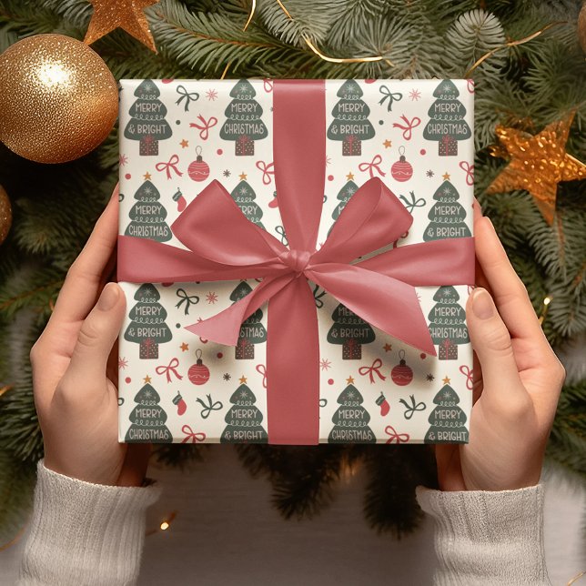 Papier Cadeau Arbre de Noël joyeux et lumineux (Créateur téléchargé)