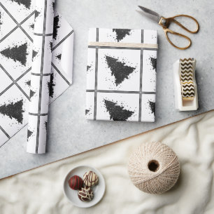 Papier Cadeau Arbre de Noël Moody Onyx Silvery Black Splatter