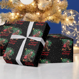Papier Cadeau Arbre de Noël noir