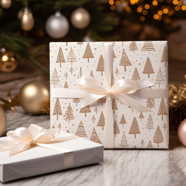 Papier Cadeau Arbre de Noël noir et blanc moderne (Créateur téléchargé)
