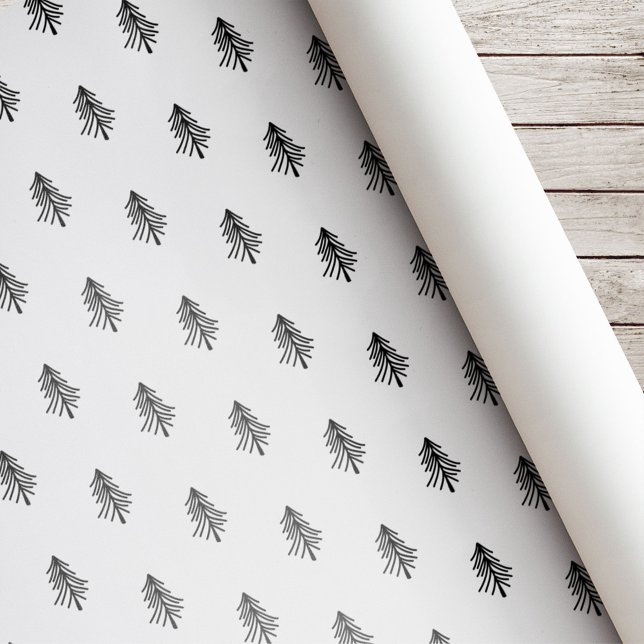 Papier Cadeau Arbre de Noël noir et blanc moderne (Créateur téléchargé)