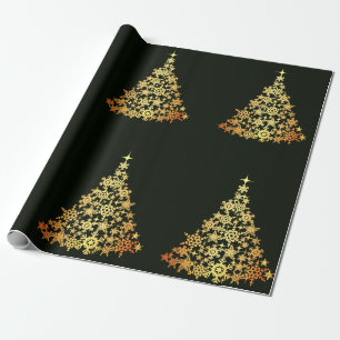 Papier Cadeau Arbre de Noël Or Papier d'enveloppement vert foncé
