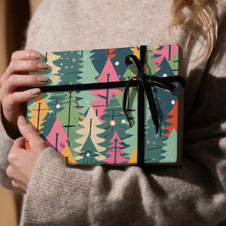 Papier Cadeau Arbre de Noël Papier d'emballage motif moderne