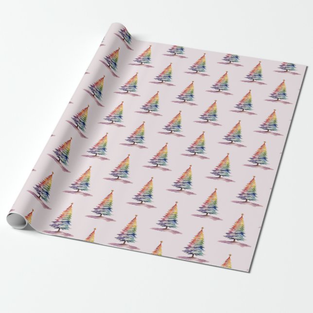 Papier Cadeau Arbre de Noël Rainbow (Déroulé)