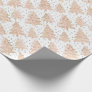 Papier Cadeau Arbre de Noël rose moderne et Motif de Parties sci