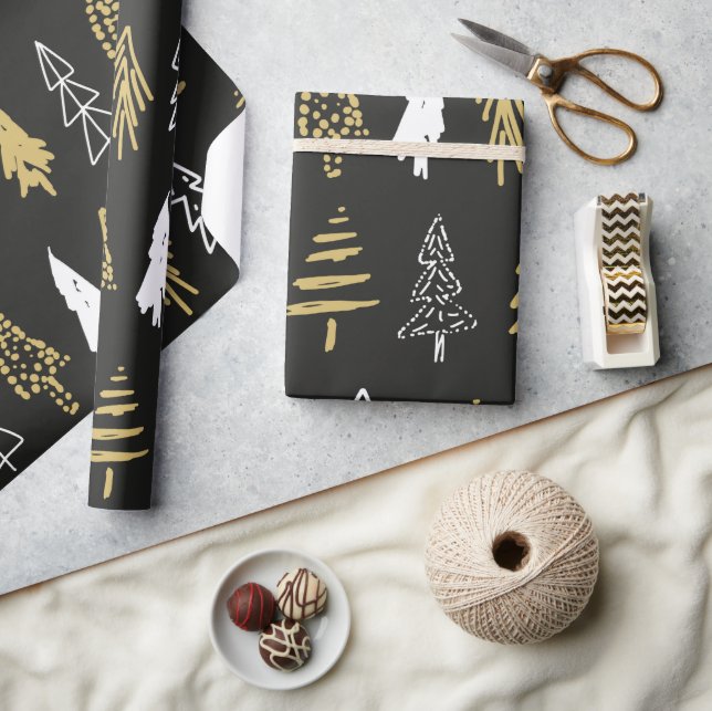 Papier Cadeau Arbre de Noël scandinave moderne Garçons Motifs (Artisanat)