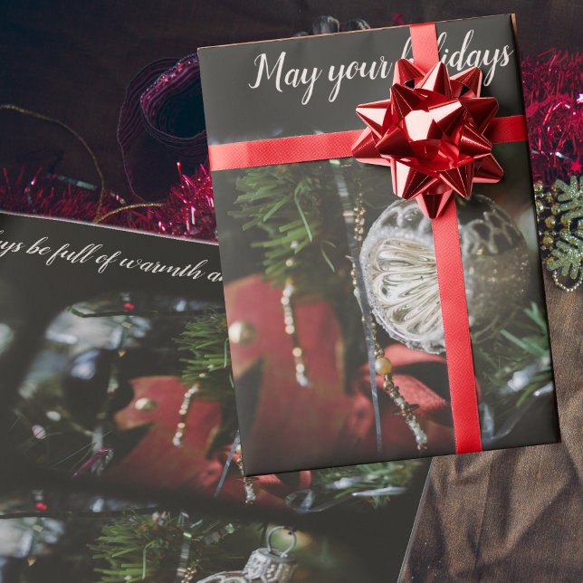 Papier Cadeau Arbre de Noël sombre et rétro (Créateur téléchargé)