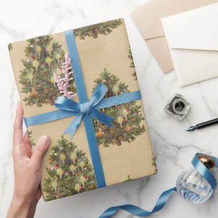 Papier Cadeau Arbre de Noël Vintage