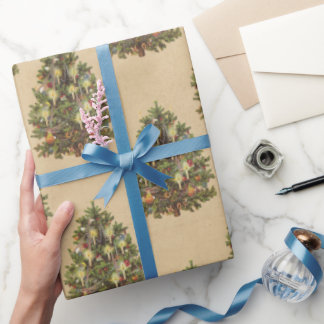 Papier Cadeau Arbre de Noël Vintage