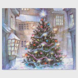 Papier Cadeau Arbre de Noël Vintage