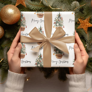 Papier Cadeau Arbre de Noël Vintage   Joyeux Noël