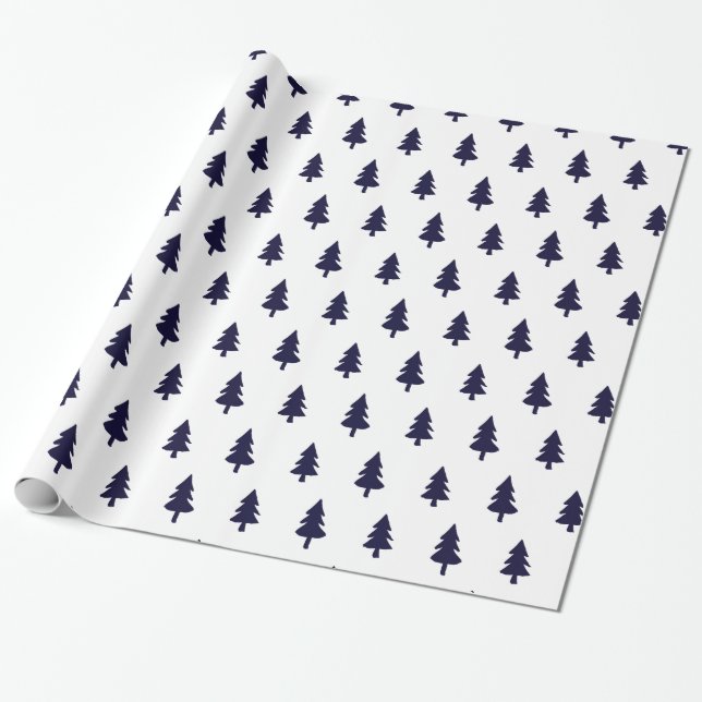 Papier Cadeau ARBRE DE PINE MINI MARINE Noire NOËL PERSONNALISÉ (Déroulé)