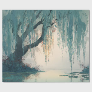 Papier Cadeau Arbre de saule serein Réflexion Nature Art (3)