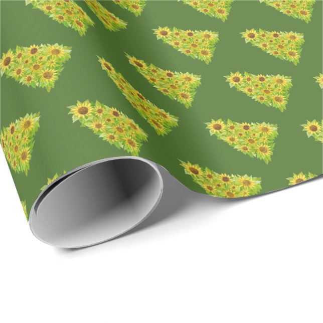 Papier Cadeau Arbre de tournesol (Coin rond)
