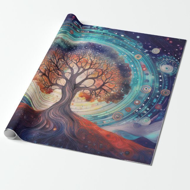 Papier Cadeau Arbre de vie, l'amour éthérée rencontre la nature (Déroulé)