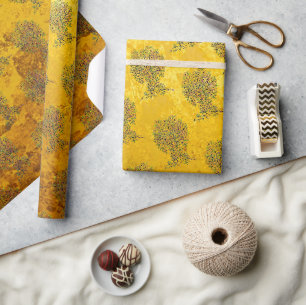 Papier Cadeau Arbre De Vie - Spirales Fruits Feuille 1