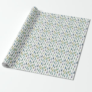 Papier Cadeau Arbre mince Motif rétro Noël et cadeau d'hiver
