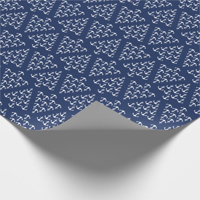 Papier Cadeau Arbre nautique d'Ancre de Noël côtier de plage (Coin)